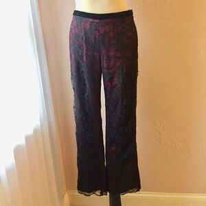 ECI Black Lace Overlay Wine Pants 6 Cocktail